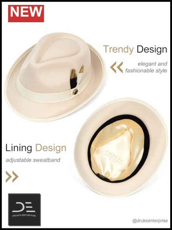 Short Brim Felt Fedora Hat with Feather Panama Dress Hat